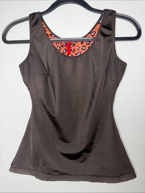 SPANX simplicity Brown Scoop Neck Cheetah-Print tank top shapewear Large L